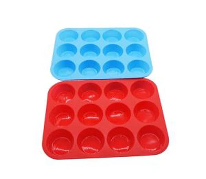 Isıya Dayanıklı 12 Bardak Silikon Muffin Tepsisi, Cupcake Pişirme Kalıpları, Kek Tavası