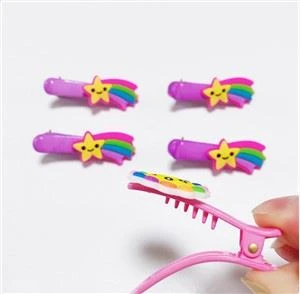 DIY Karikatür Çocuk Saç Çıtçıtları ve Yumuşak PVC Kauçuk Saç Klipleri