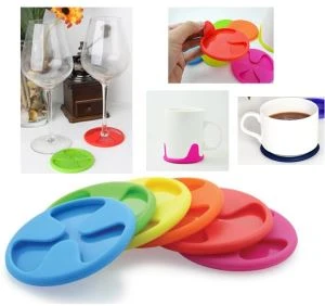 Silikon Şarap Cam İçecekler Marker Stemware Coaster Bardak Kapakları